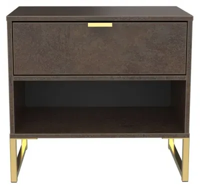 Diego Midi Bedside Table with Drawer - Copper and Gold