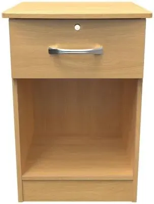 Eve 1 Drawer Bedside Table with Lock - Oak