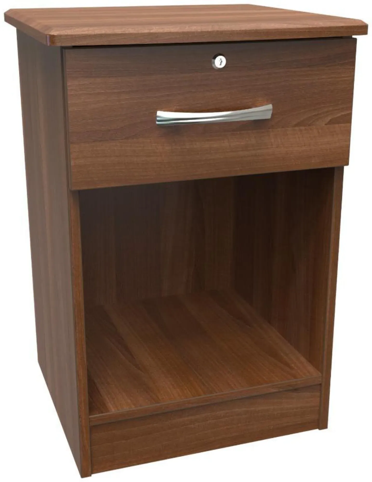 Eve 1 Drawer Bedside Table with Lock - Walnut