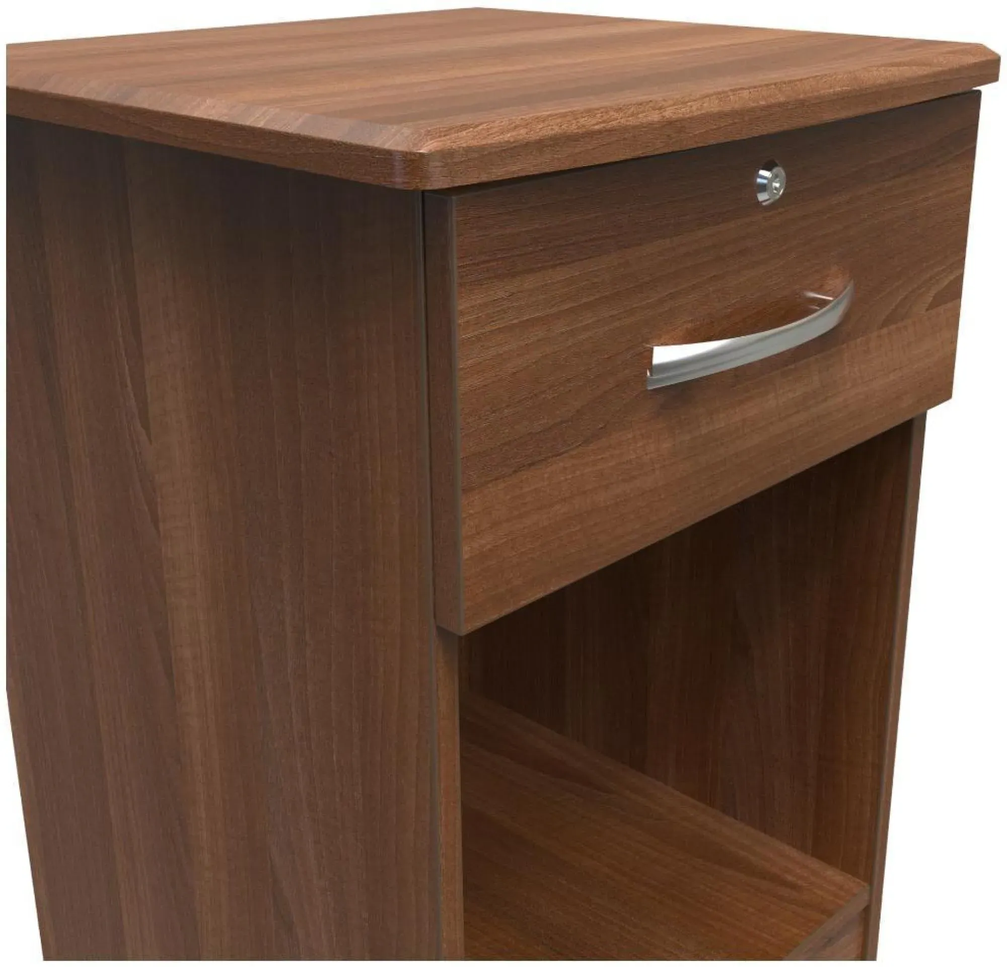 Eve 1 Drawer Bedside Table with Lock - Walnut