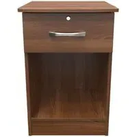 Eve 1 Drawer Bedside Table with Lock - Walnut
