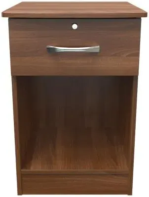 Eve 1 Drawer Bedside Table with Lock - Walnut