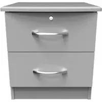 Eve 2 Drawer Bedside Cabinet with Lock - Grey