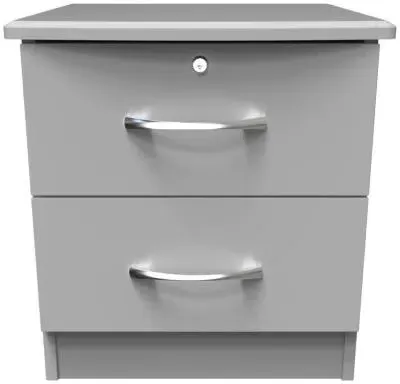 Eve 2 Drawer Bedside Cabinet with Lock - Grey