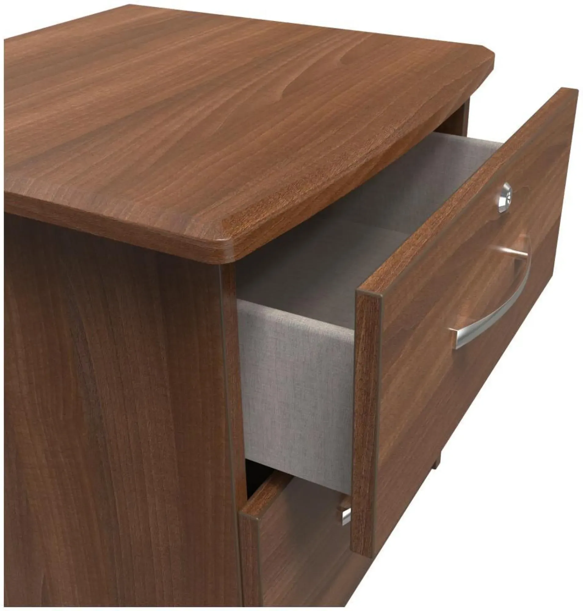 Eve 2 Drawer Bedside Cabinet with Lock - Noche Walnut