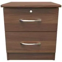 Eve 2 Drawer Bedside Cabinet with Lock - Noche Walnut