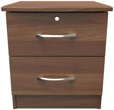 Eve 2 Drawer Bedside Cabinet with Lock - Noche Walnut