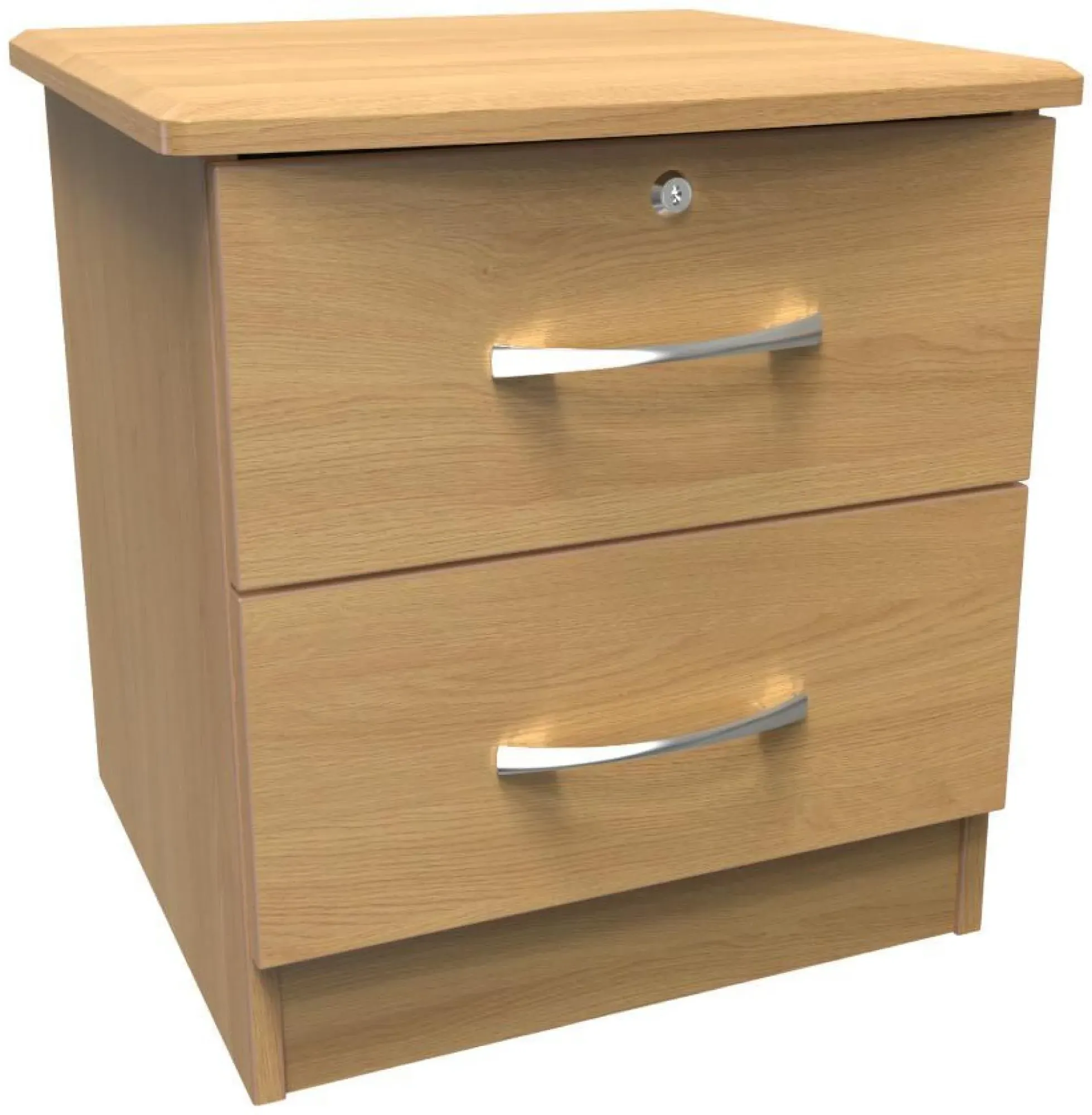 Eve 2 Drawer Bedside Cabinet with Lock - Oak
