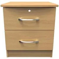 Eve 2 Drawer Bedside Cabinet with Lock - Oak