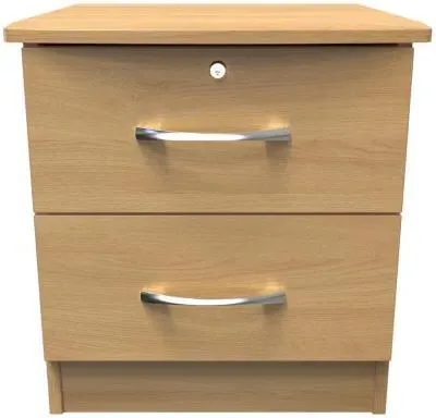 Eve 2 Drawer Bedside Cabinet with Lock - Oak