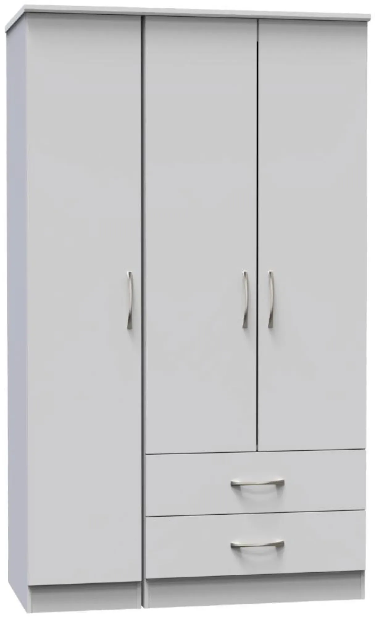 Eve 3-Door Triple Wardrobe with Storage - Grey