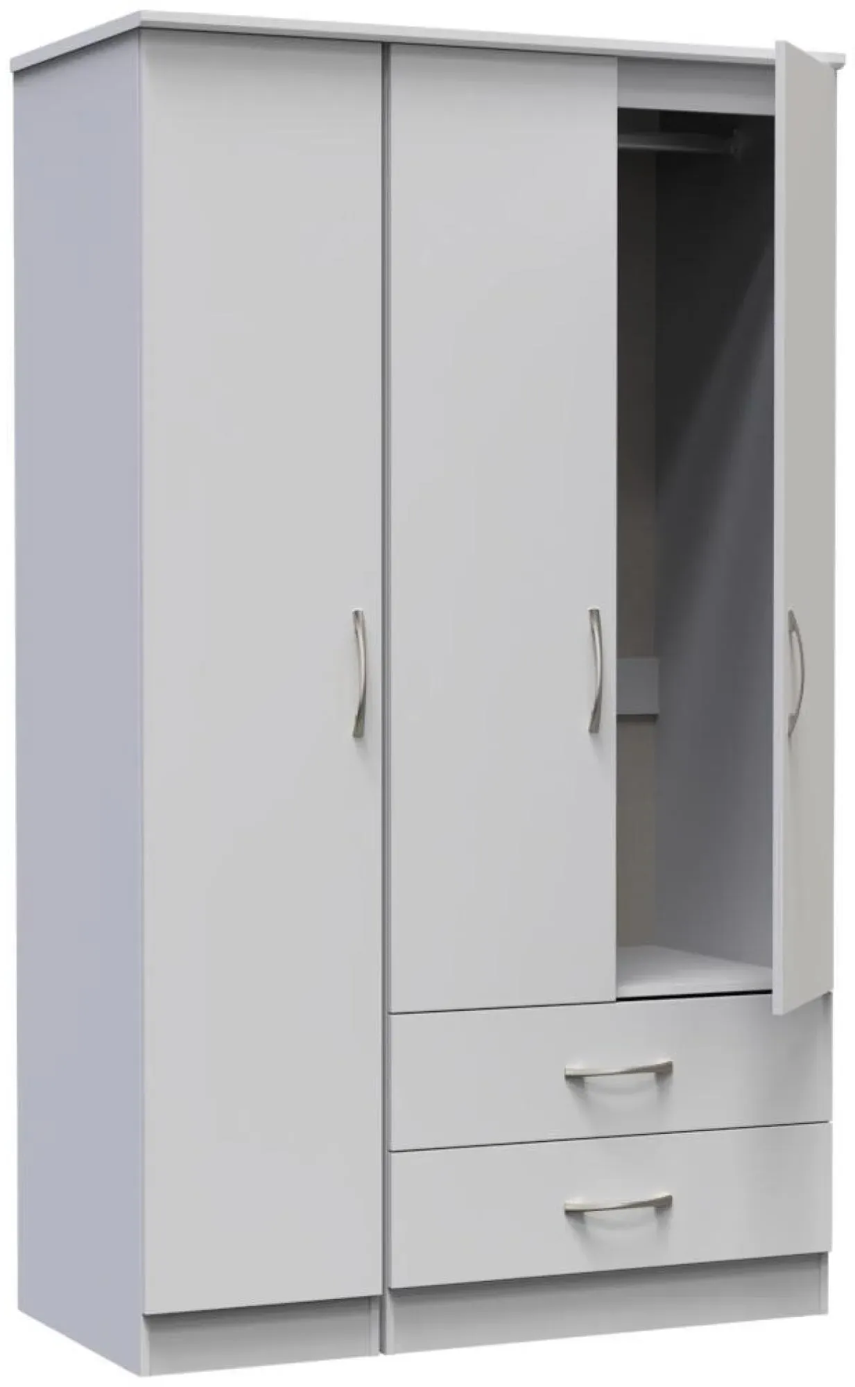 Eve 3-Door Triple Wardrobe with Storage - Grey
