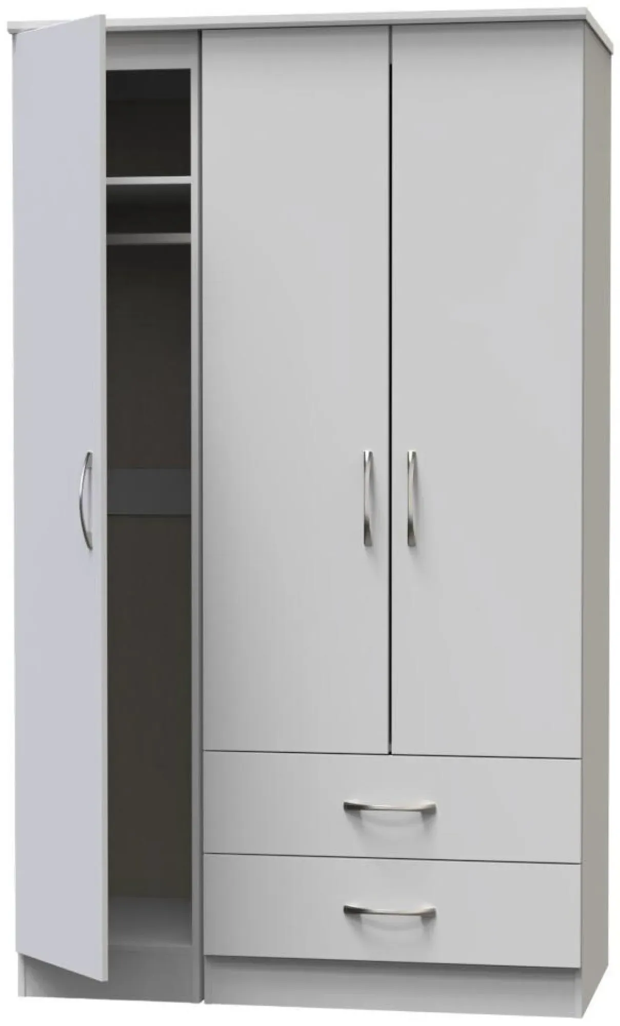 Eve 3-Door Triple Wardrobe with Storage - Grey