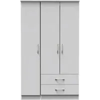 Eve 3-Door Triple Wardrobe with Storage - Grey