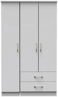 Eve 3-Door Triple Wardrobe with Storage - Grey