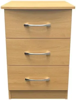 Eve 3 Drawer Bedside Cabinet - Oak