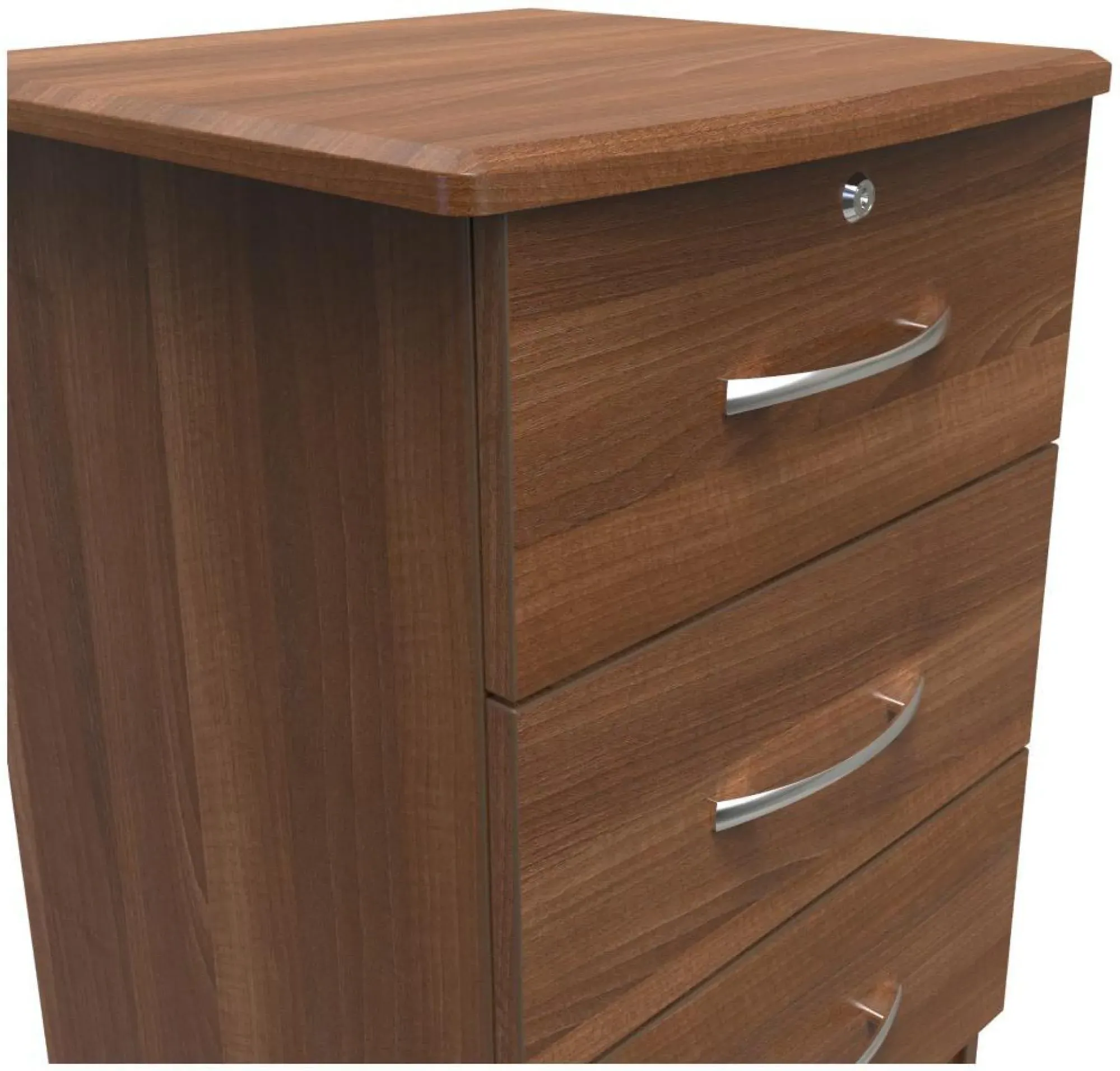 Eve 3 Drawer Bedside Cabinet with Lock - Walnut