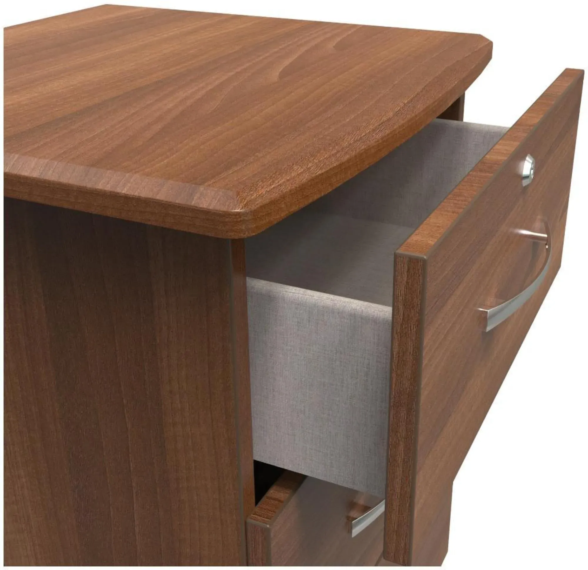 Eve 3 Drawer Bedside Cabinet with Lock - Walnut