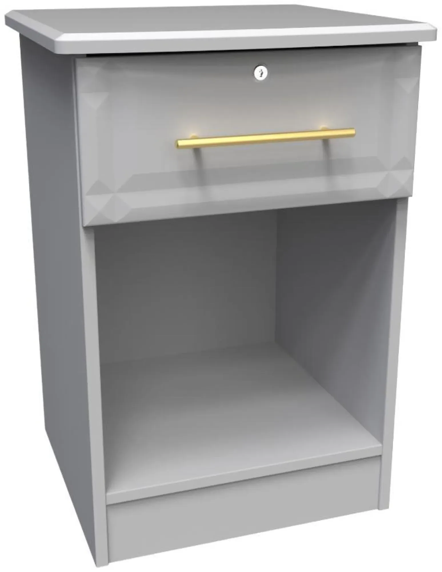 Faye 1 Drawer Bedside Table with Lock - Grey