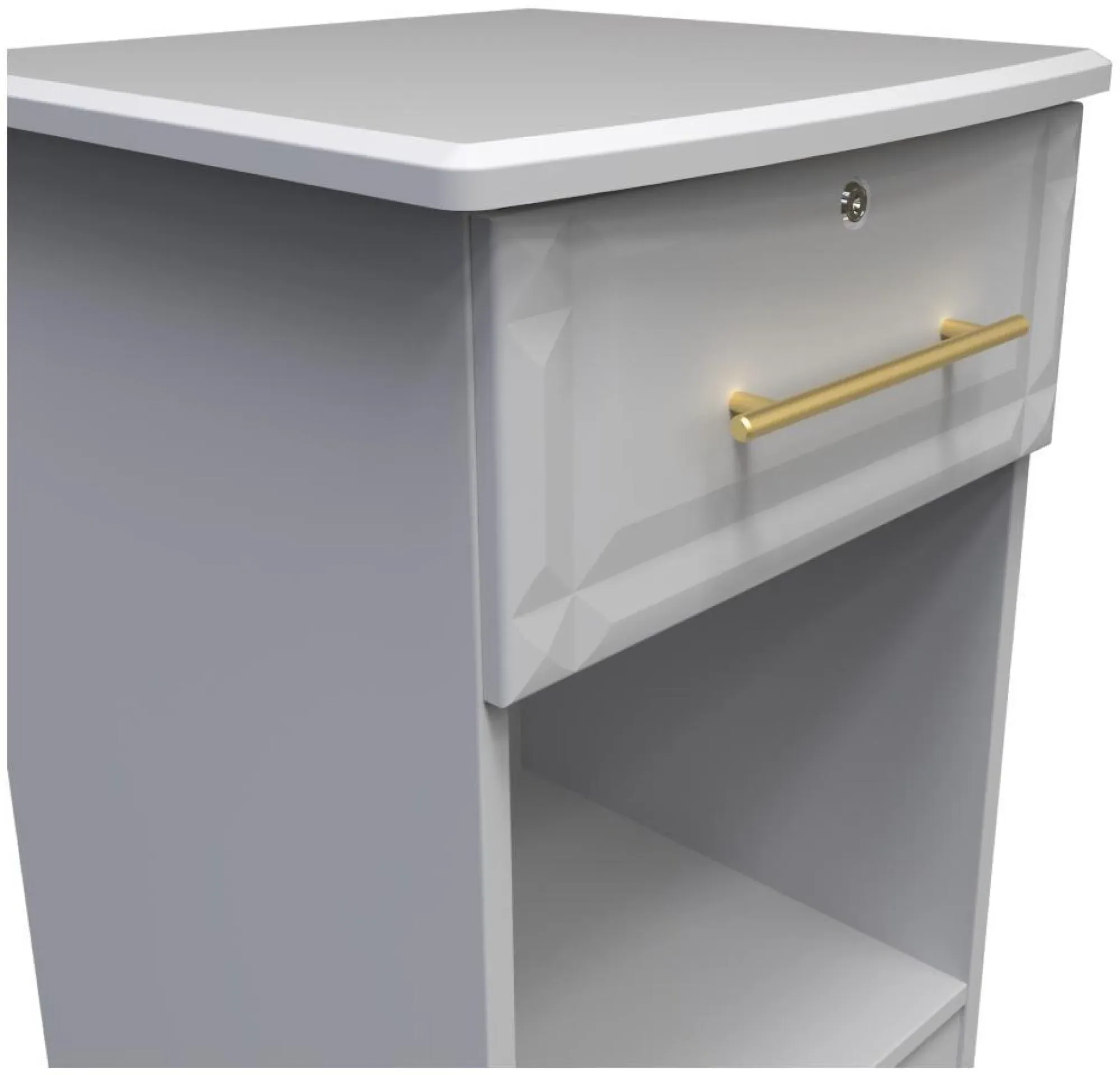 Faye 1 Drawer Bedside Table with Lock - Grey