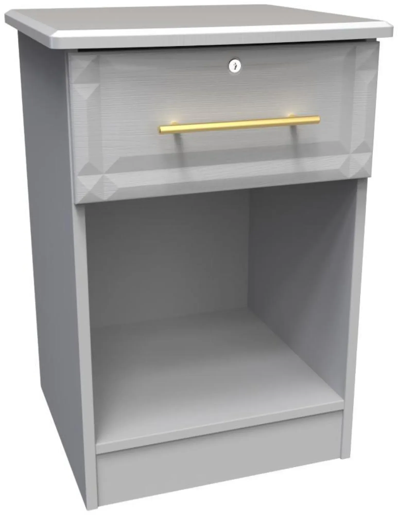 Faye 1 Drawer Bedside Table with Lock - Grey Ash