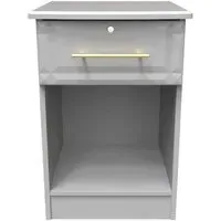 Faye 1 Drawer Bedside Table with Lock - Grey Ash