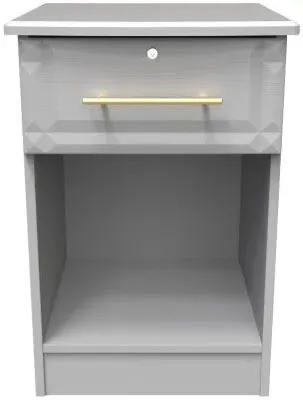 Faye 1 Drawer Bedside Table with Lock - Grey Ash