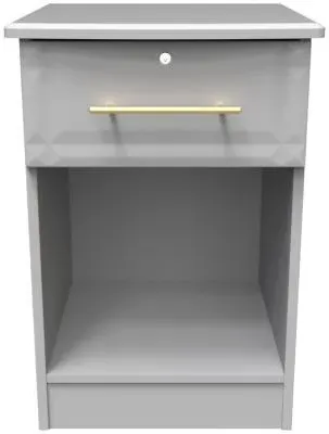 Faye 1 Drawer Bedside Table with Lock - Grey image