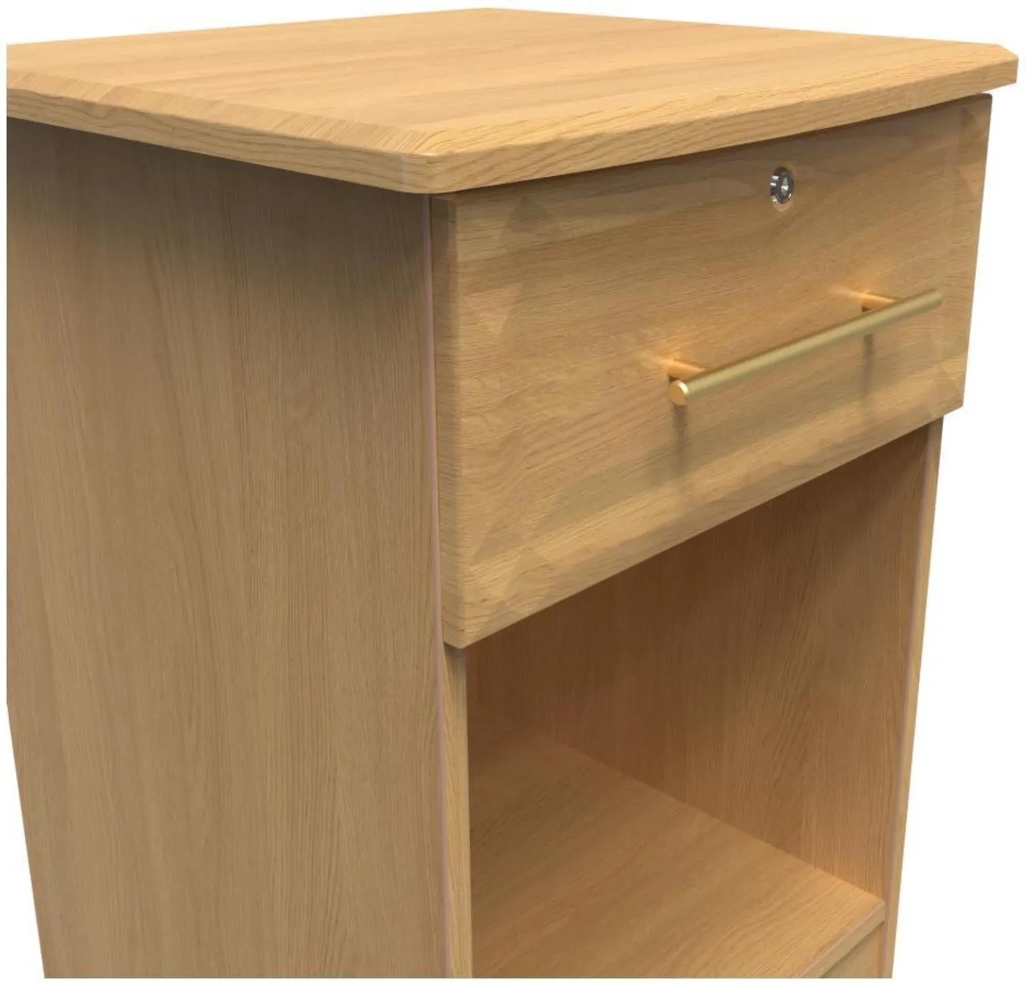 Faye 1 Drawer Bedside Table with Lock - Oak