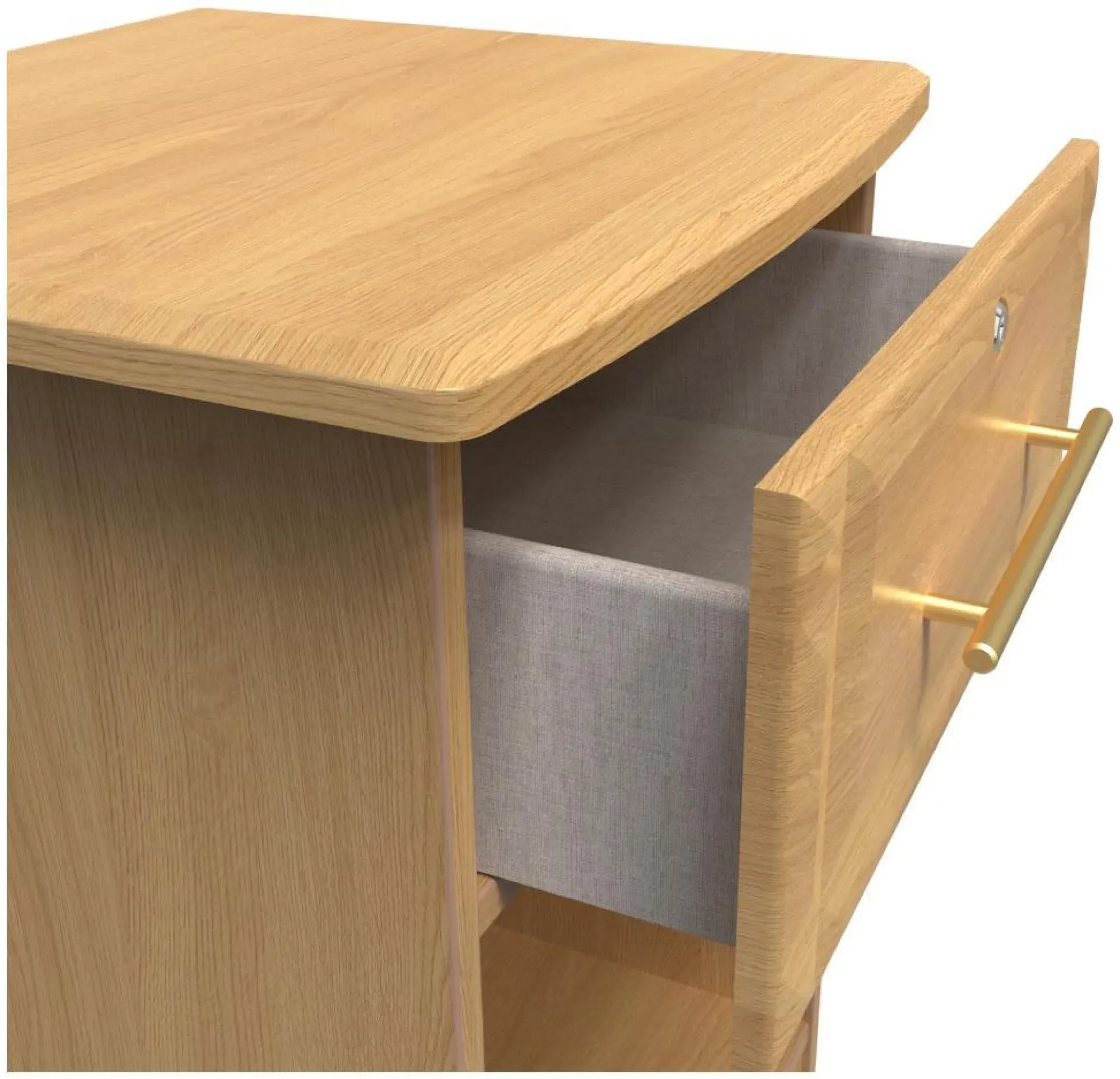 Faye 1 Drawer Bedside Table with Lock - Oak