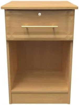 Faye 1 Drawer Bedside Table with Lock - Oak