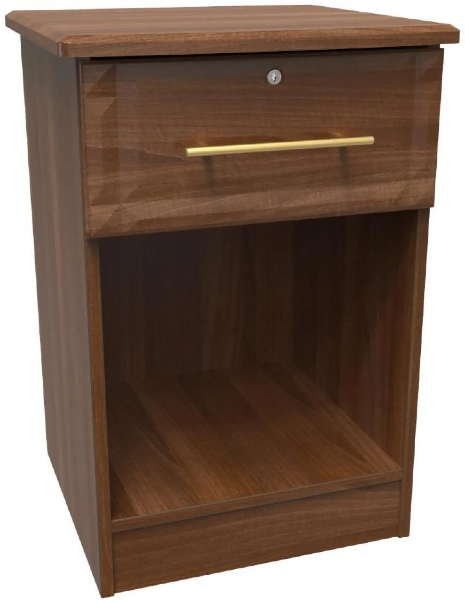 Faye 1 Drawer Bedside Table with Lock - Walnut