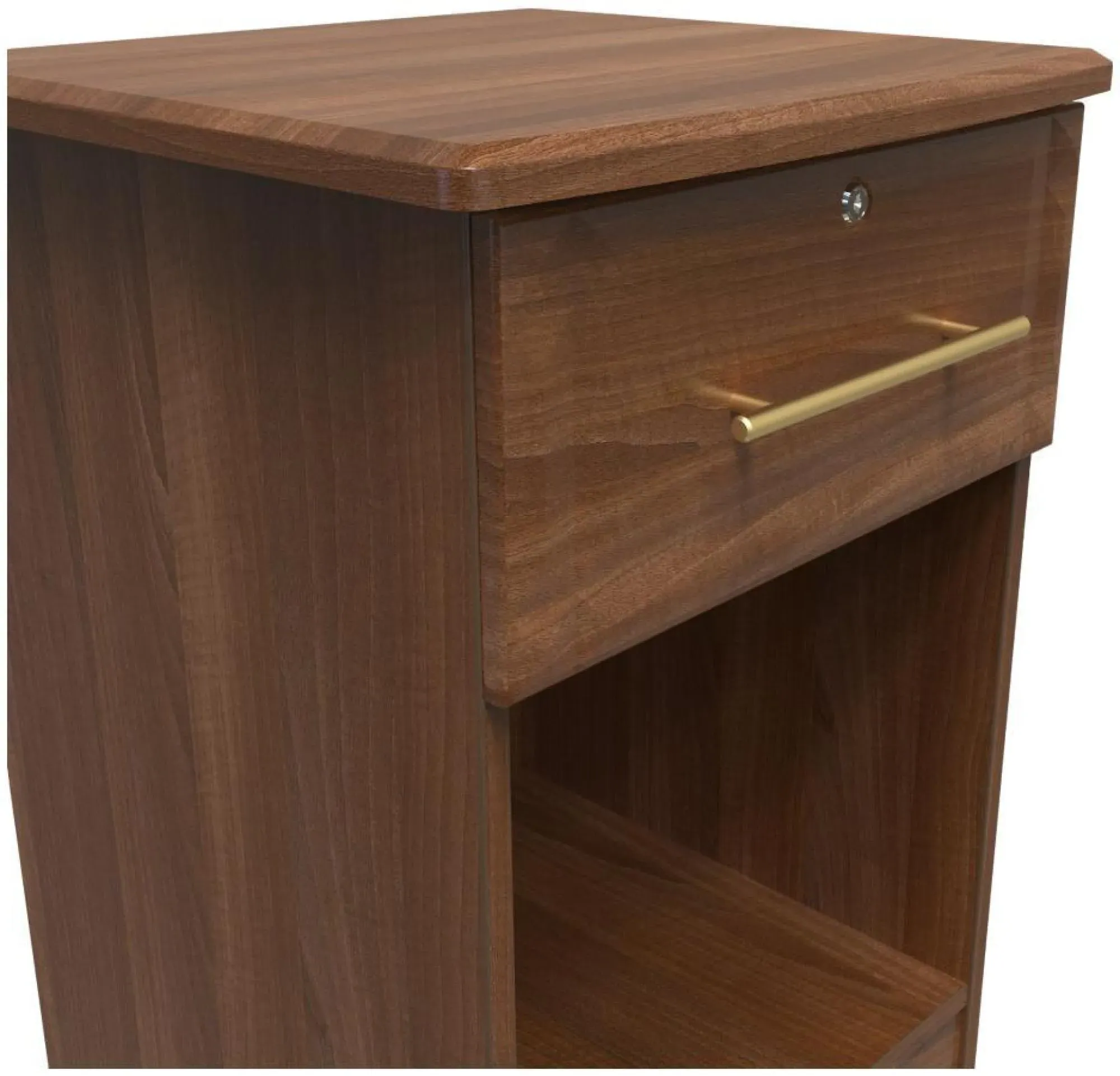 Faye 1 Drawer Bedside Table with Lock - Walnut