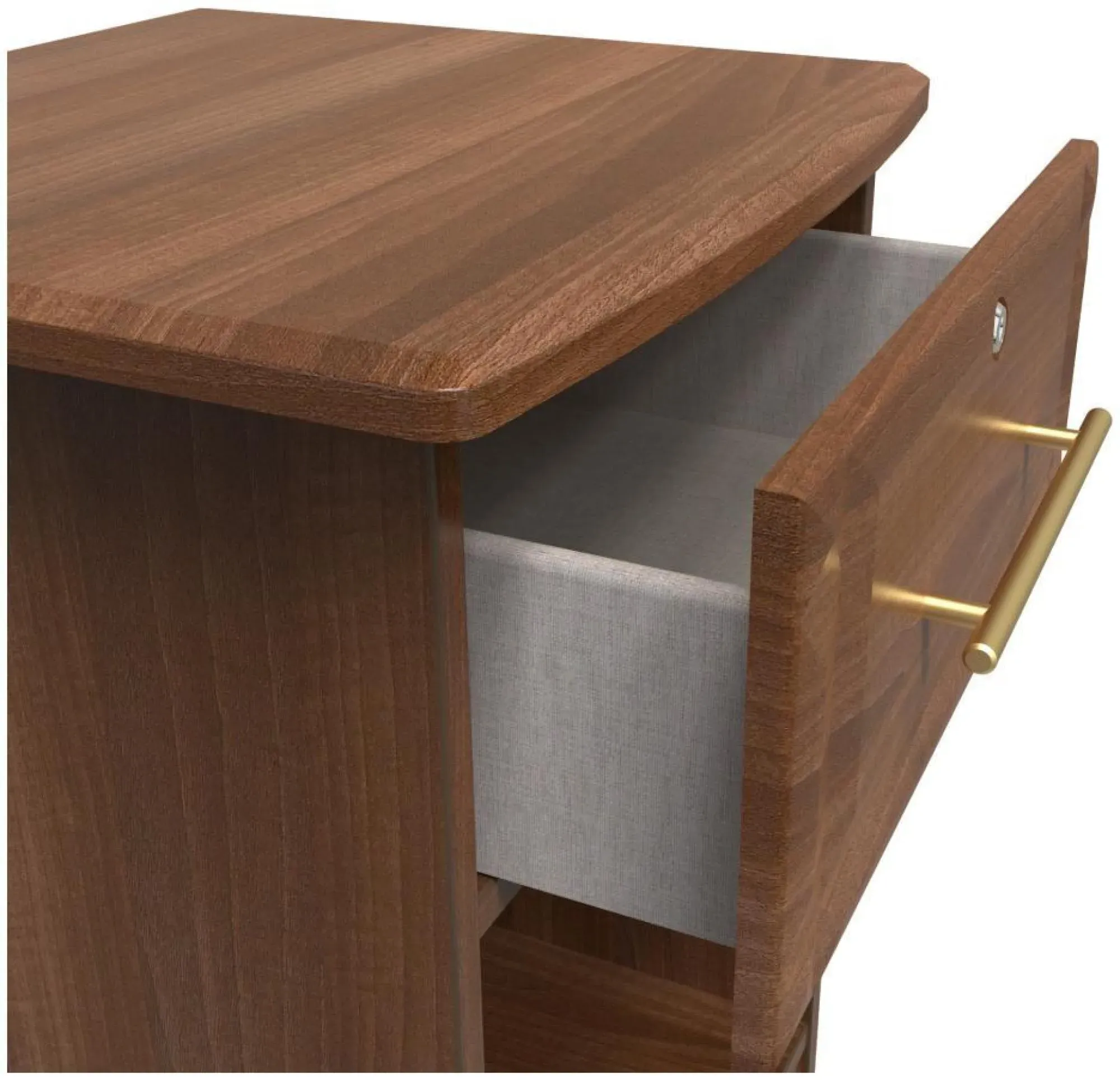 Faye 1 Drawer Bedside Table with Lock - Walnut