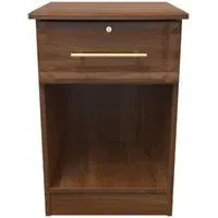 Faye 1 Drawer Bedside Table with Lock - Walnut