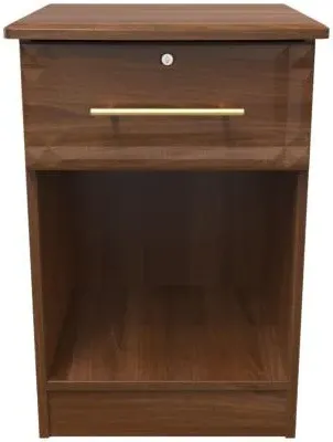 Faye 1 Drawer Bedside Table with Lock - Walnut