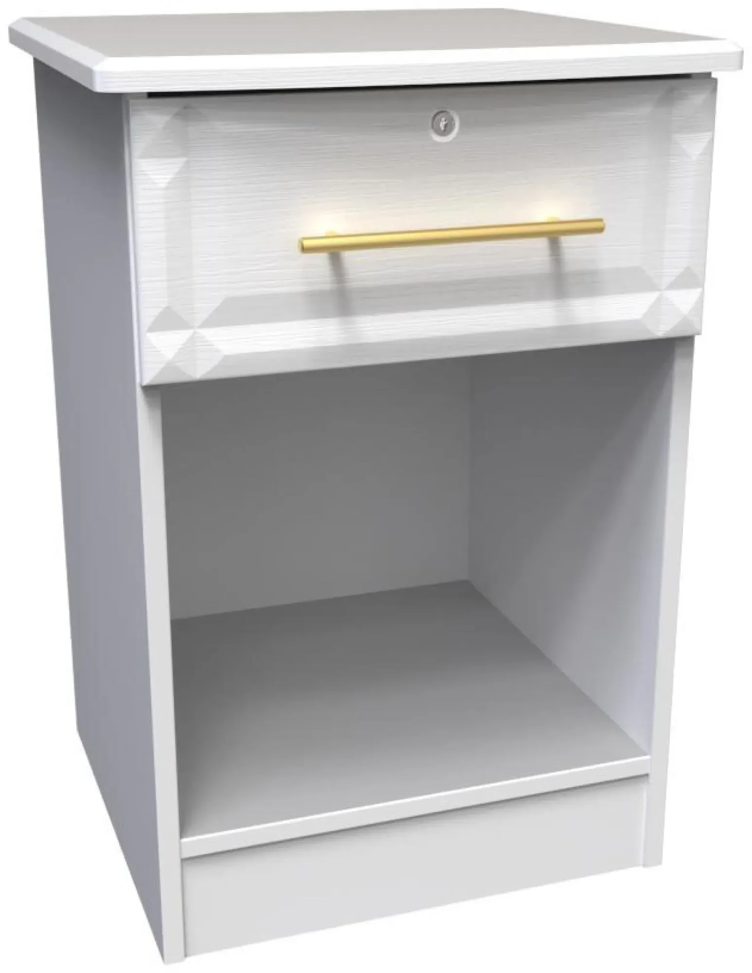 Faye 1 Drawer Bedside Table with Lock - White Ash