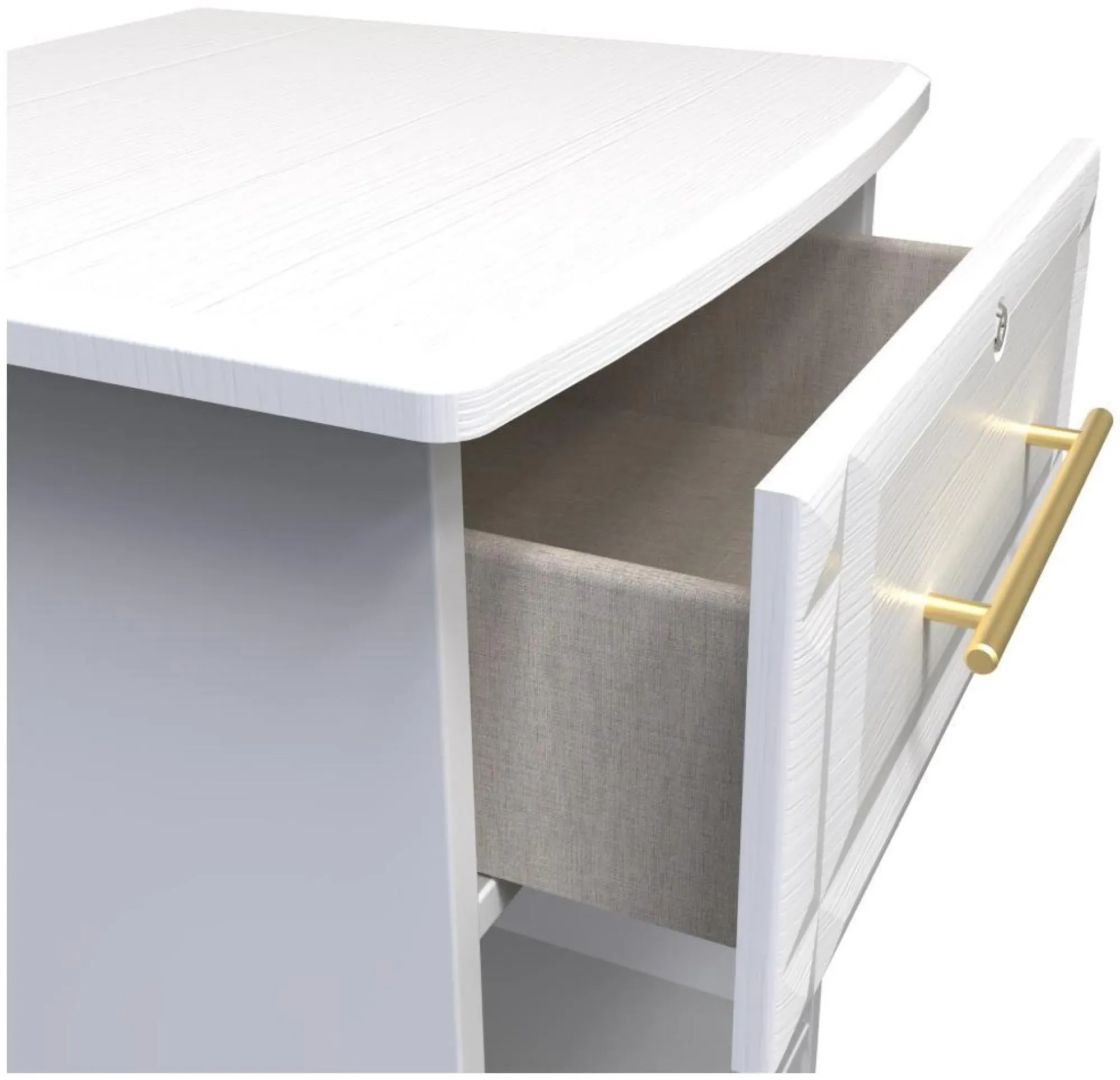 Faye 1 Drawer Bedside Table with Lock - White Ash