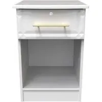 Faye 1 Drawer Bedside Table with Lock - White Ash