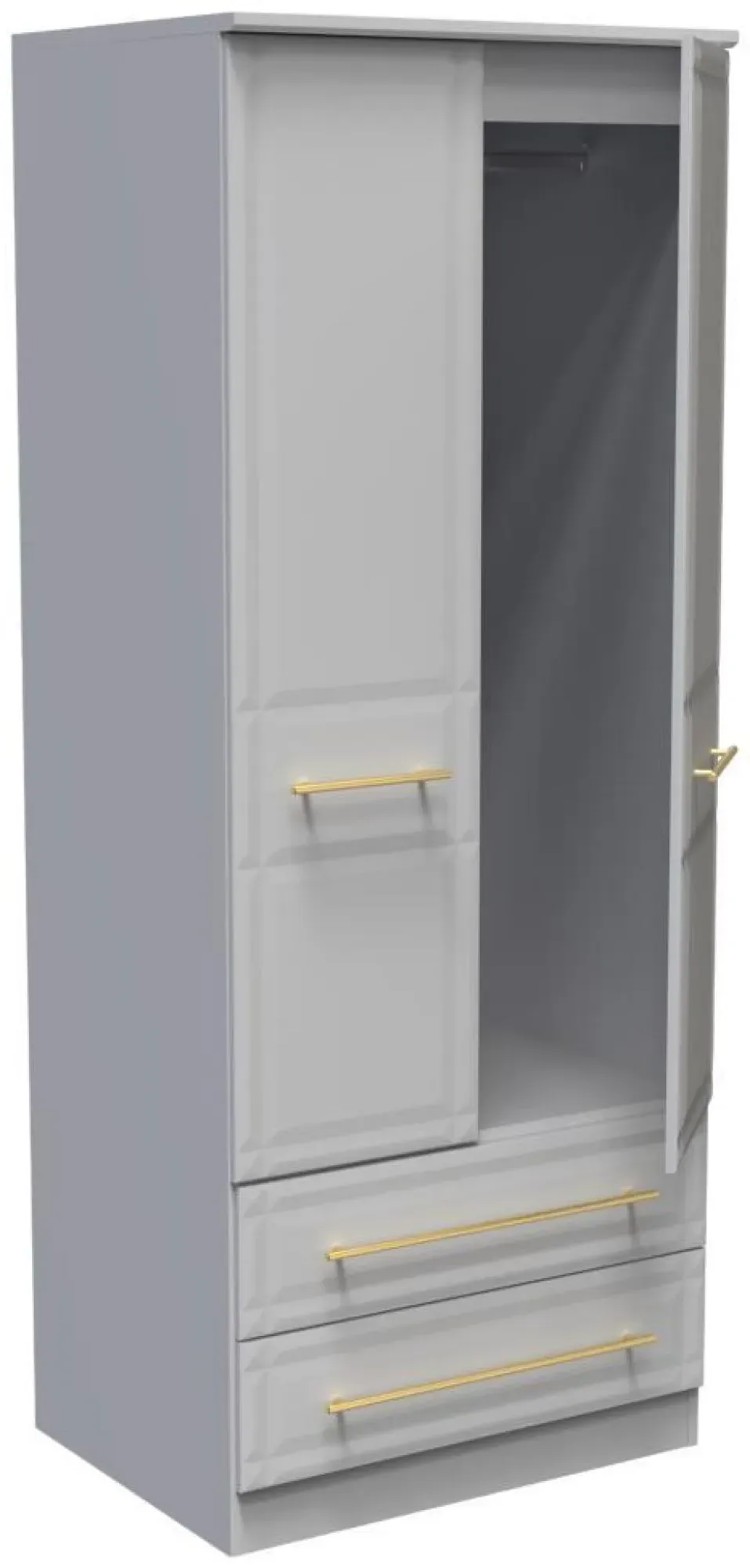 Faye 2 Door 2 Drawer Double Wardrobe - Grey