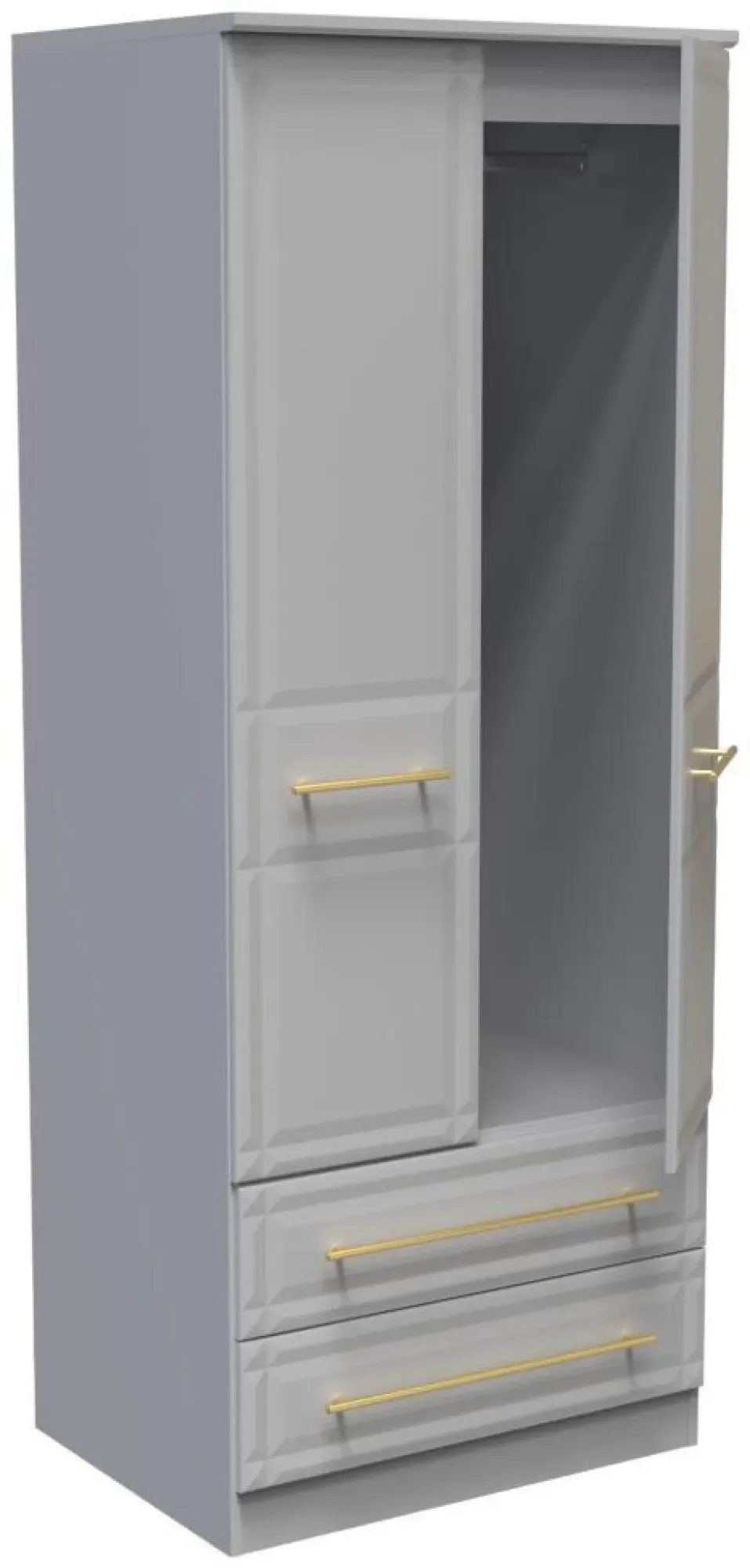 Faye 2 Door 2 Drawer Double Wardrobe - Grey Ash