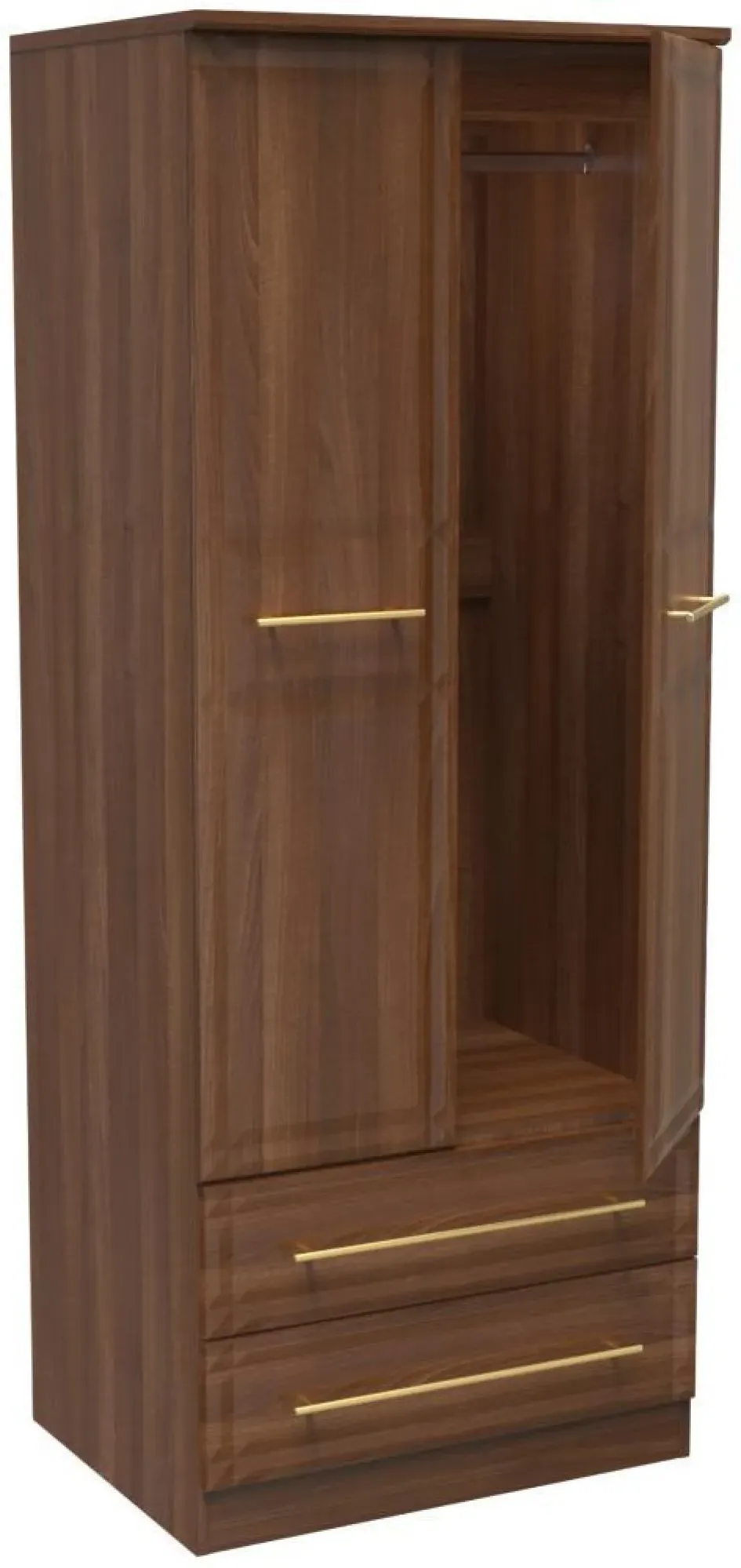 Faye 2 Door 2 Drawer Double Wardrobe - Walnut