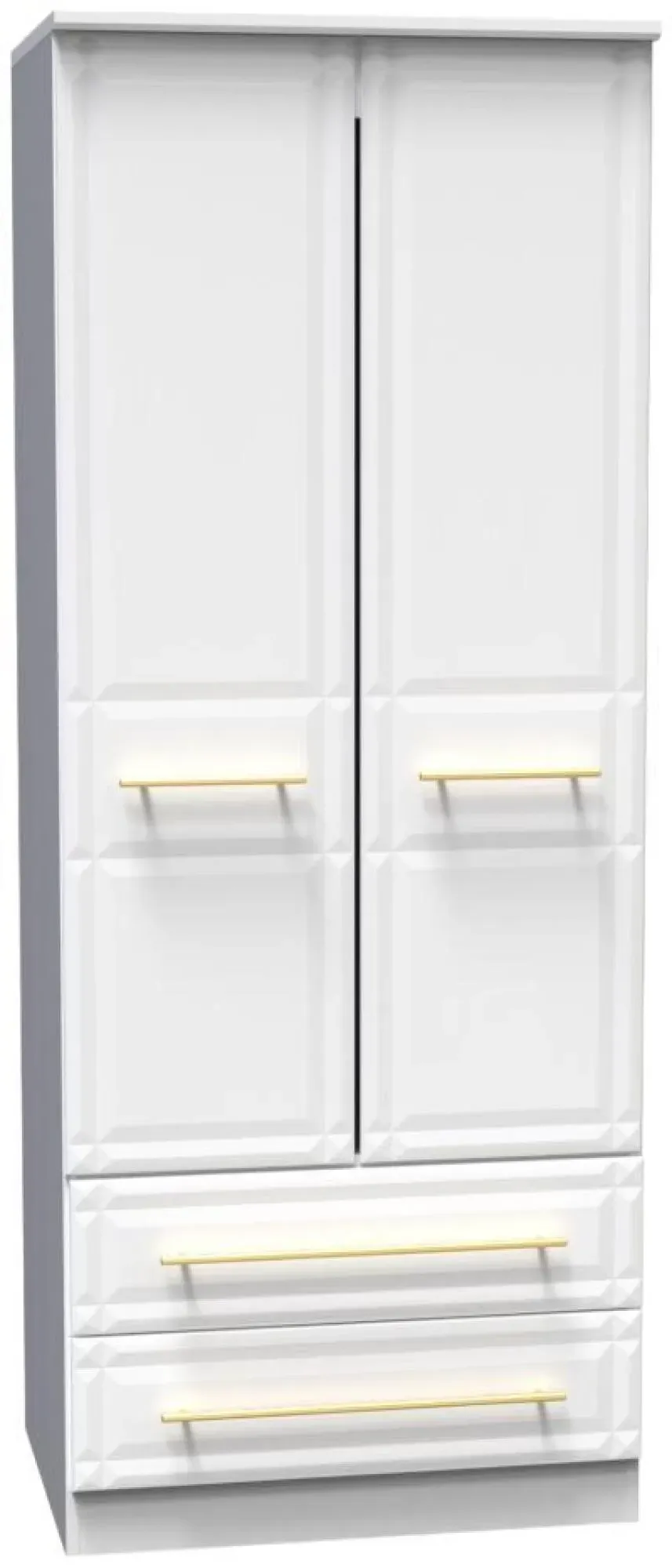 Faye 2 Door 2 Drawer Double Wardrobe - White Ash
