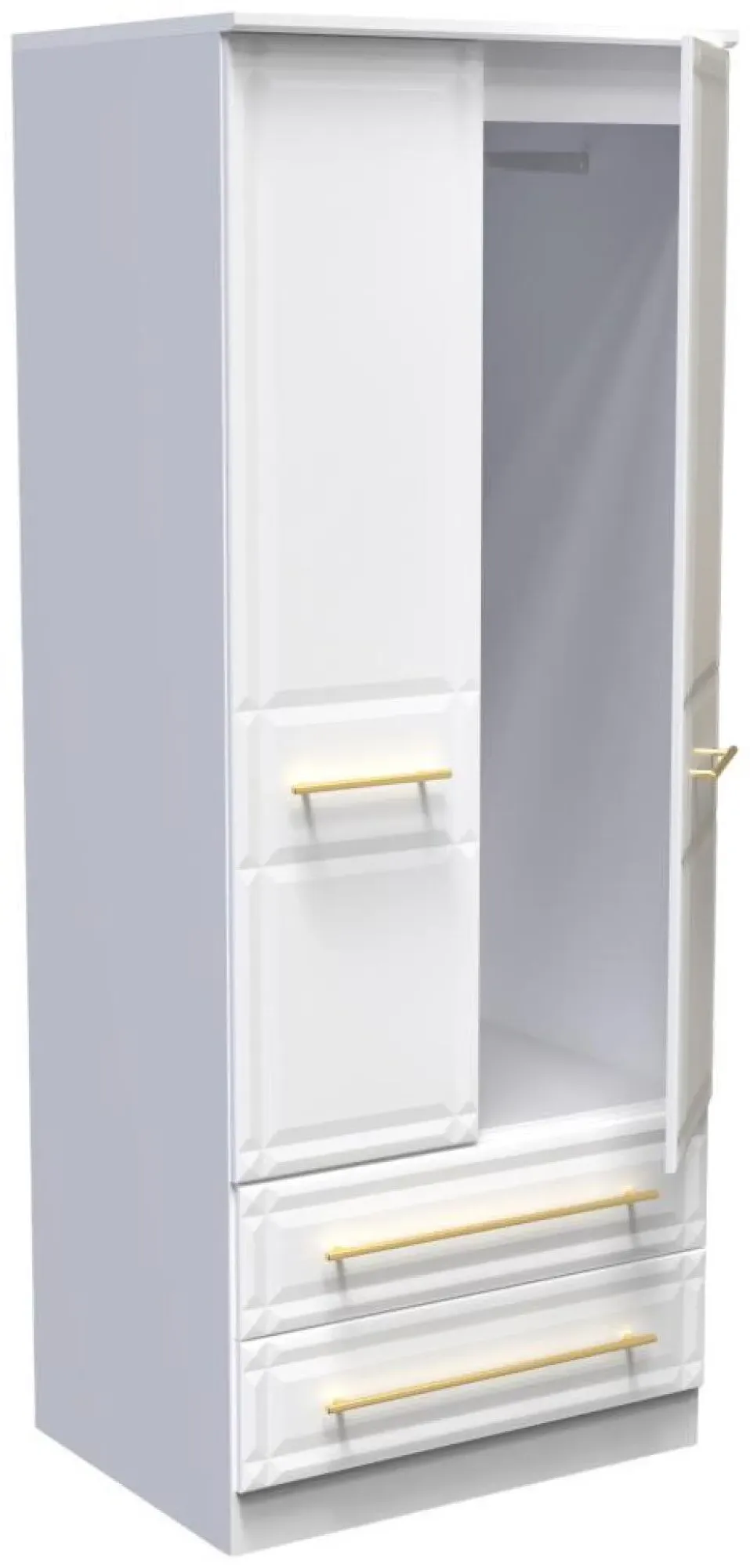 Faye 2 Door 2 Drawer Double Wardrobe - White Ash