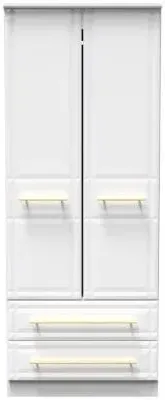 Faye 2 Door 2 Drawer Double Wardrobe - White Ash