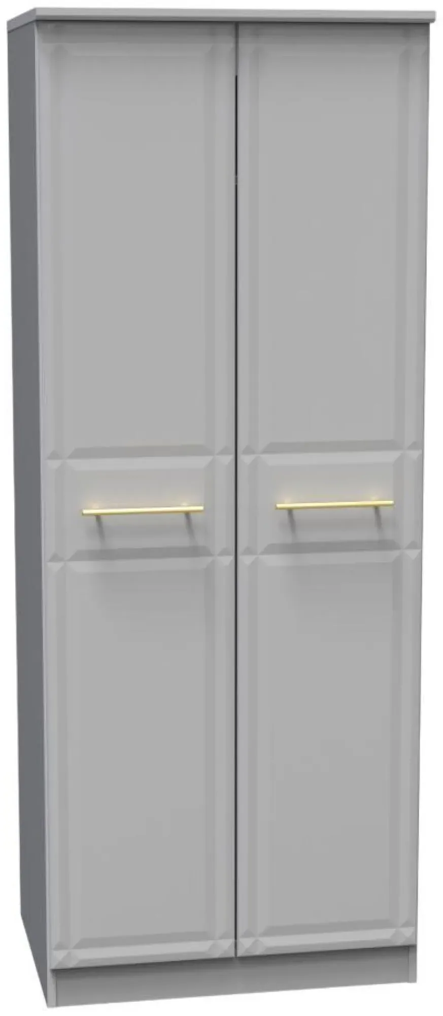 Faye 2 Door Tall Wardrobe - Grey Ash