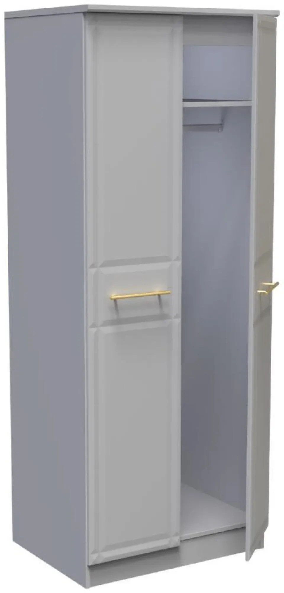 Faye 2 Door Tall Wardrobe - Grey Ash