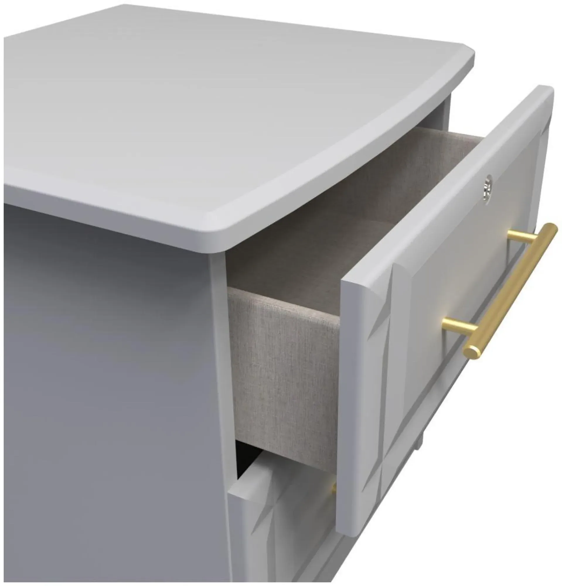 Faye 2 Drawer Bedside Cabinet with Lock - Grey