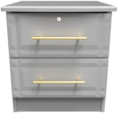 Faye 2 Drawer Bedside Cabinet with Lock - Grey Ash