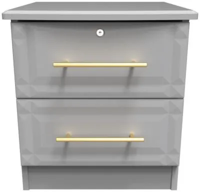 Faye 2 Drawer Bedside Cabinet with Lock - Grey